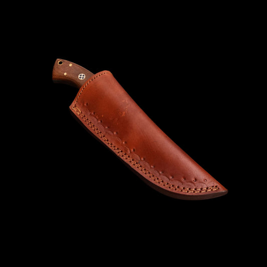 Custom Handmade Damascus Steel Skinner Knife – Micarta Handle, Leather Sheath