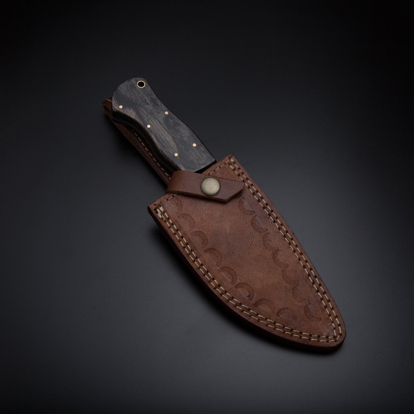Custom Handmade Damascus Steel Skinner Knife Handle Hardwood With Leather Sheath Top-Quality Skinner Knife for Outdoor Cooking