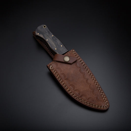 Handcrafted Damascus Blade Skinning Knife with Hardwood Grip