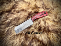 |NB KNIVES| CUSTOM HANDMADE DAMASCUS COWBOY BULL CUTTER KNIFE WITH LEATHER SHEATH