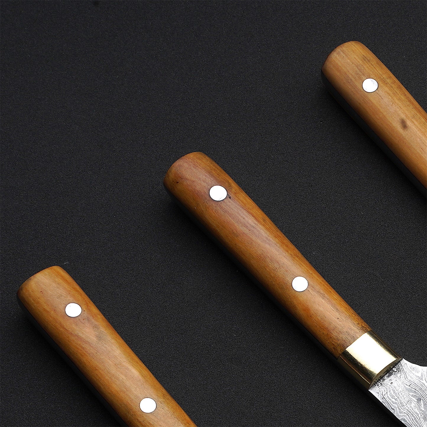 |NB KNIVES| Custom Handmade Cheese Serving Set/ Set Of 3 Pcs Handle Olive Wood