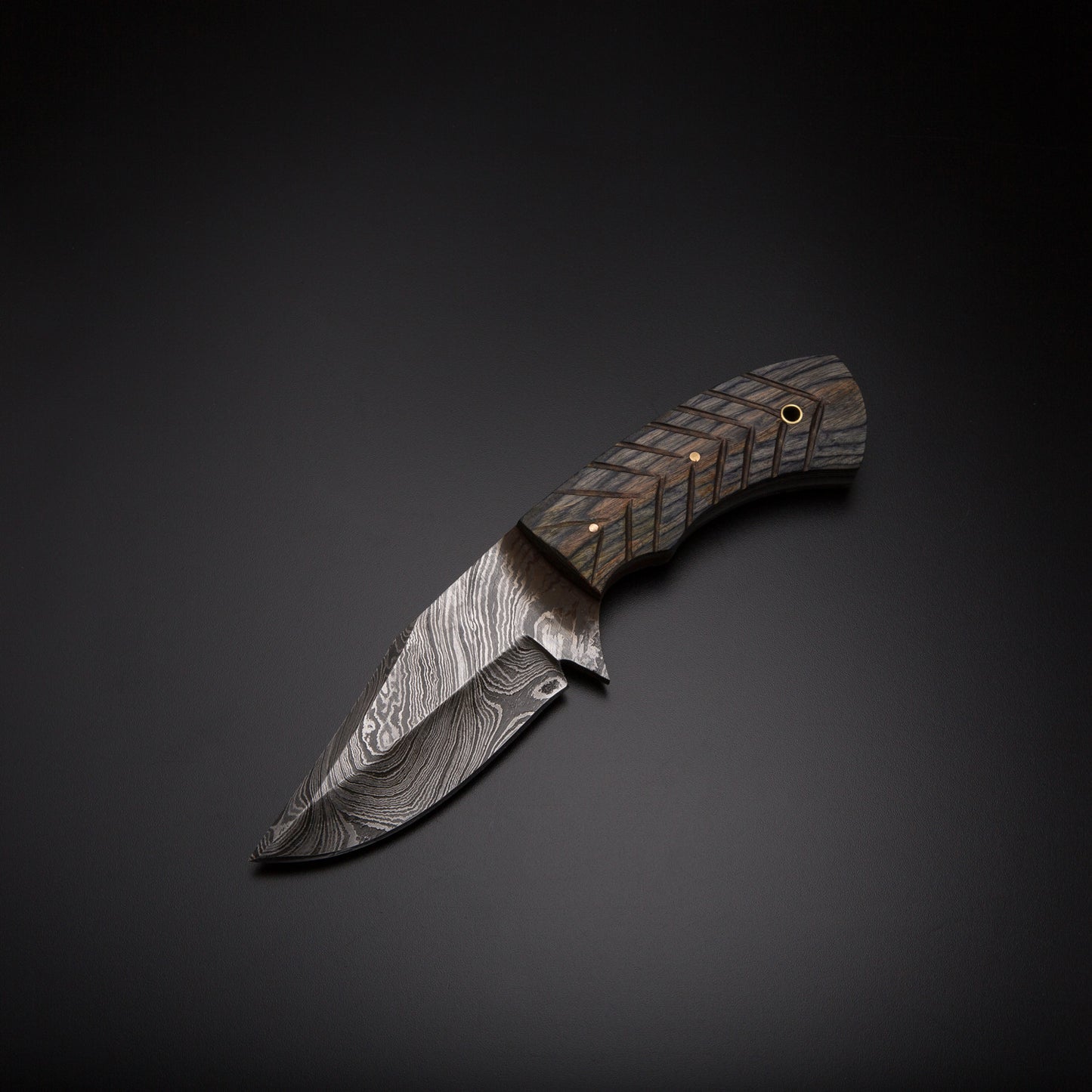 Custom Handmade Damascus Skinner Knife Handle Hard Wood With Leather Sheath Premium Skinner Knife for Professional Hunters