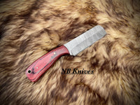 |NB KNIVES| CUSTOM HANDMADE DAMASCUS COWBOY BULL CUTTER KNIFE WITH LEATHER SHEATH