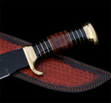 Custom Handmade D2 Steel Powder Coated Crocodile Dundee Hunting Knife   With Leather Sheath Best Hunting Knife Durable Outdoor Knife