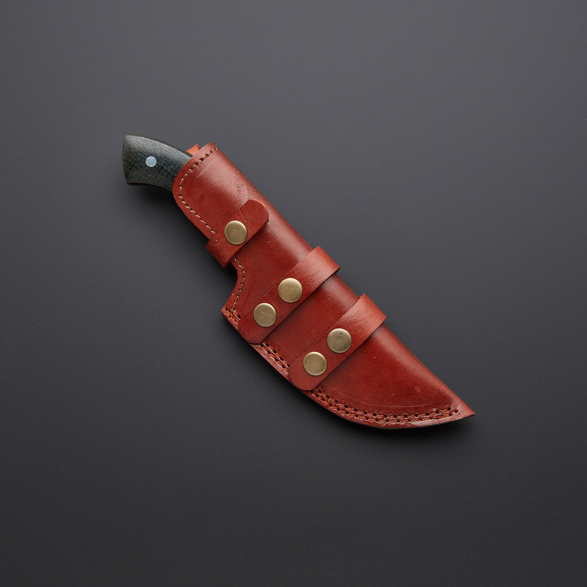 Custom Damascus Tracker Knife with Micarta Handle & Leather Sheath