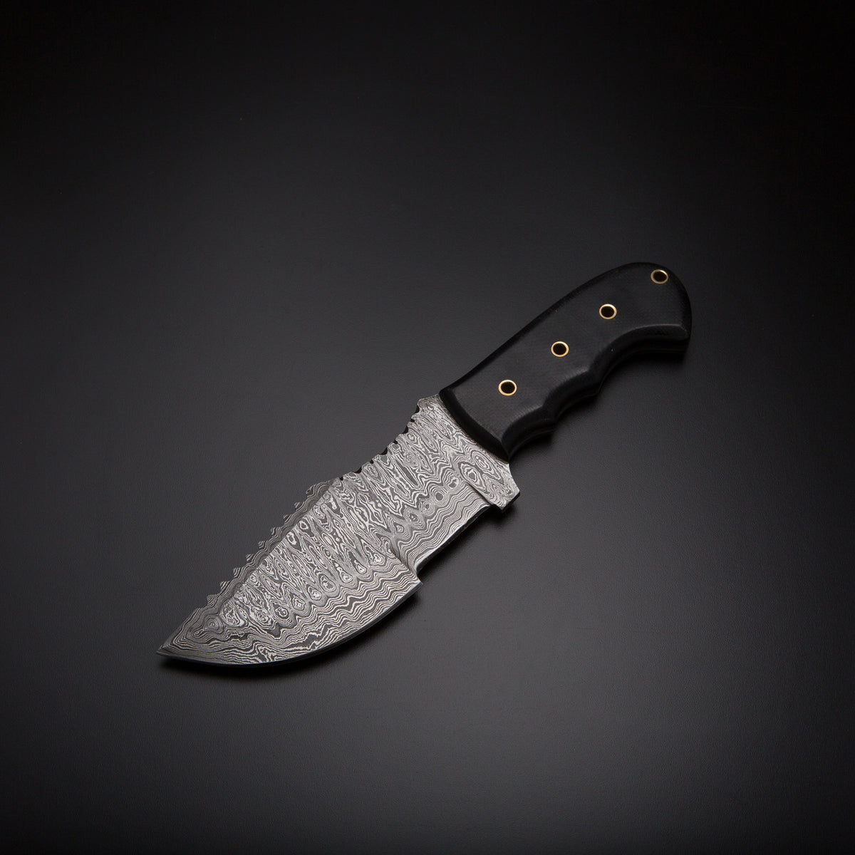 Custom Handmade Damascus Steel Tracker Knife with Black Micarta Handle