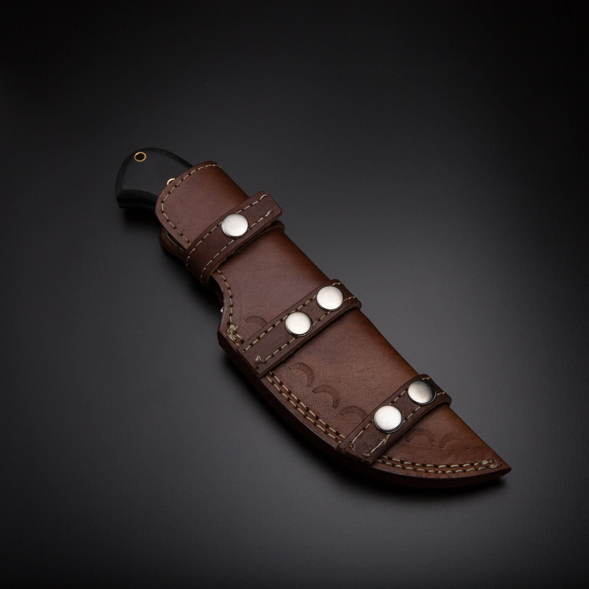 Custom Handmade Damascus Steel Tracker Knife with Black Micarta Handle With Leather sheath