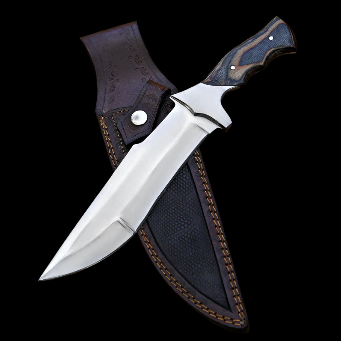 |NB KNIVES| Custom Handmade D2 Steel Hunting Bowie Knife Handle Hard Wood With Leather Sheath