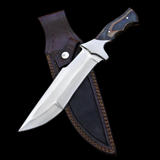 |NB KNIVES| Custom Handmade D2 Steel Hunting Bowie Knife Handle Hard Wood With Leather Sheath