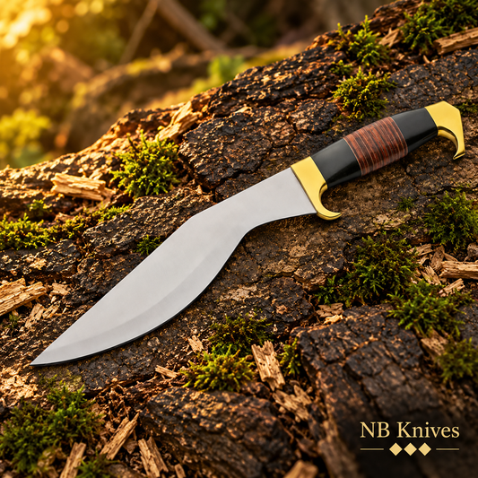 Handcrafted D2 Steel Kukri Knife with Rosewood & Buffalo Horn Handle