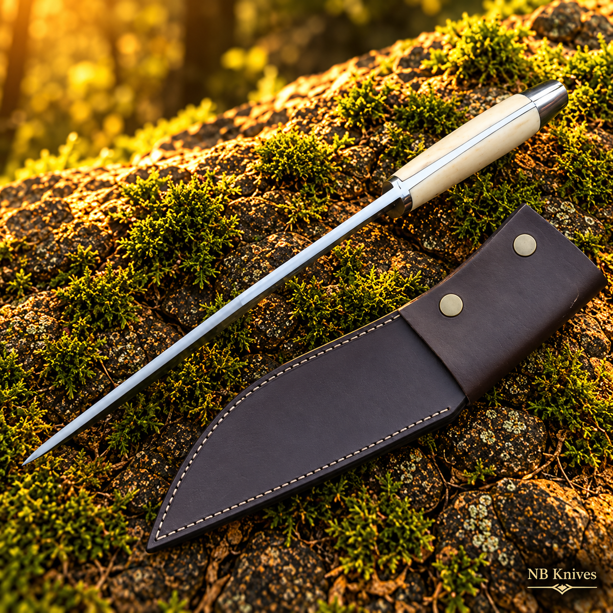 Handcrafted D2 Steel Kukri Knife with Camel Bone Handle and Stainless Steel Fittings