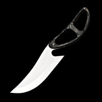 Knife with a black handle on a textured surface