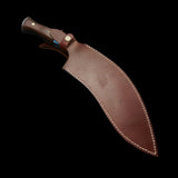 Brown leather knife sheath on a dark background