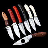 |NB KNIVES| Custom Handmade Lot Of 7 Skinner Knives With Leather Sheaths
