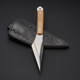 Custom Handmade D2 Steel Blade Handle Olivewood With Leather Sheath Compact Tactical Hunting Tool