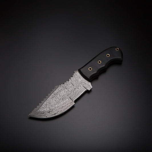 Custom Handmade Damascus Steel Tracker Knife Handle Black Micarta With Leather Sheath High-Quality Tracker Knife for Wilderness Adventures
