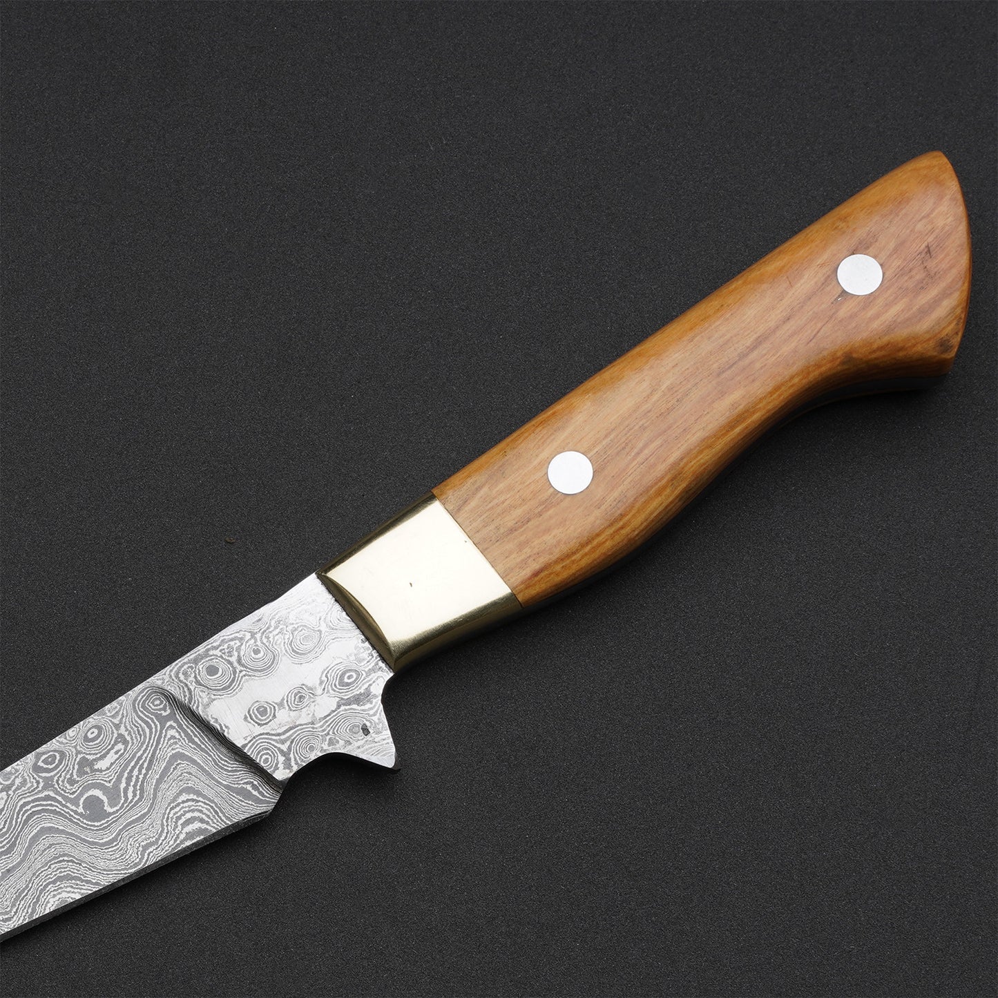 Custom Handmade Damascus Steel Fillet Knife Handle Olive Wood/Brass With Leather Sheath Meets Functionality for Perfect Cuts