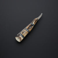 Custom Handmade Damascus Steel Stag Horn Razor With Leather Sheath Handcrafted Damascus Razor for the Discerning Gentleman