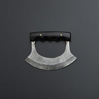 Custom Handmade Damascus Steel Ulu Knife Handle Buffalo Horn With Leather Sheath
