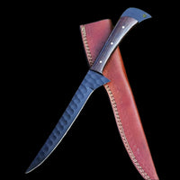 |NB KNIVES| Custom Handmade Carbon Steel Fillet Knife Handle Venge Wood With Leather Sheath