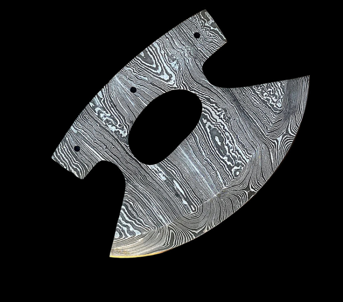 Custom Handmade Damascus Steel Ulu Blank Blade With Leather Sheath Ulu ...