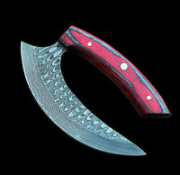 Custom Handmade Damascus Steel Ulu Knife Handle Hard Wood With Leather Sheath Durable Chopping Ulu knife Compact Ulu For Cooking