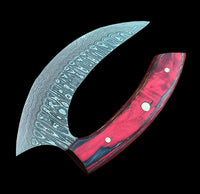 Custom Handmade Damascus Steel Ulu Knife Handle Hard Wood With Leather Sheath Durable Chopping Ulu knife Compact Ulu For Cooking