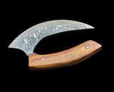 Custom Handmade Damascus Steel Ulu Knife Handle Rosewood With Leather Sheath Premium Ulu knife Traditional Inuit Ulu Blade