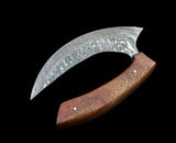 Custom Handmade Damascus Steel Ulu Knife Handle Rosewood With Leather Sheath Premium Ulu knife Traditional Inuit Ulu Blade