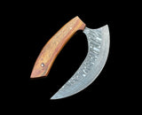 Custom Handmade Damascus Steel Ulu Knife Handle Rosewood With Leather Sheath Premium Ulu knife Traditional Inuit Ulu Blade