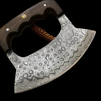 Custom Handmade Damascus Steel Ulu Knife Handle Micarta With Leather Sheath Versatile Ulu Chopping Blade Compact Ulu For Cooking