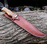 |NB KNIVES| Custom Handmade Damascus Steel Hunting Knife Handle Rosewood With Leather Sheath