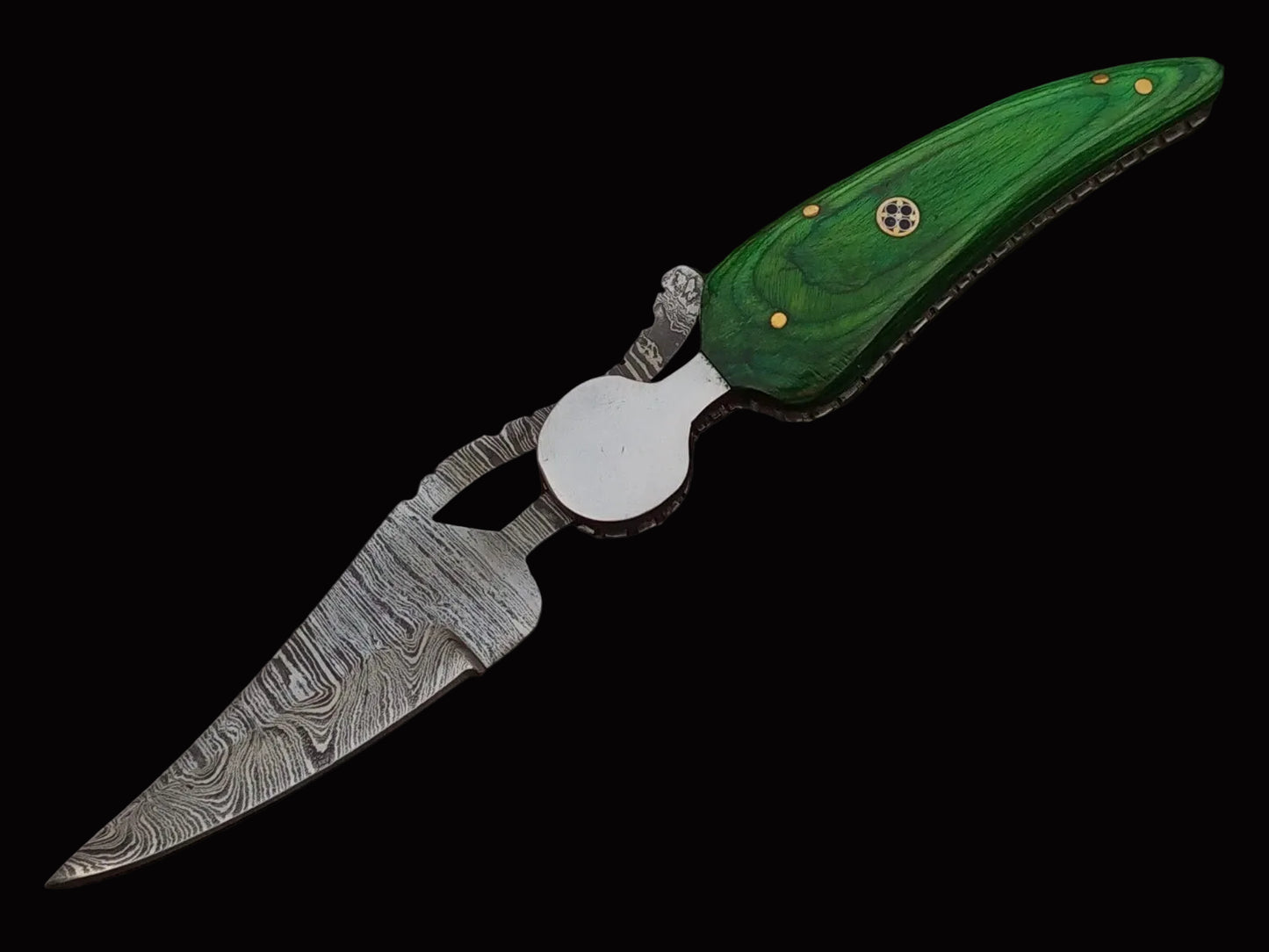 Damascus Steel Folding Knife | Hardwood Handle | Clip Point | NB Knives