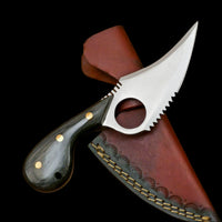 |NB KNIVES| Custom Handmade D2 Steel Skinner Knife Handle Hardwood With Leather Sheath