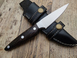 Custom Handmade D2 Steel Blade Bushcraft Camping Hunting Knife Handle Wenge Wood & Stainless Steel Bolster With Leather Sheath