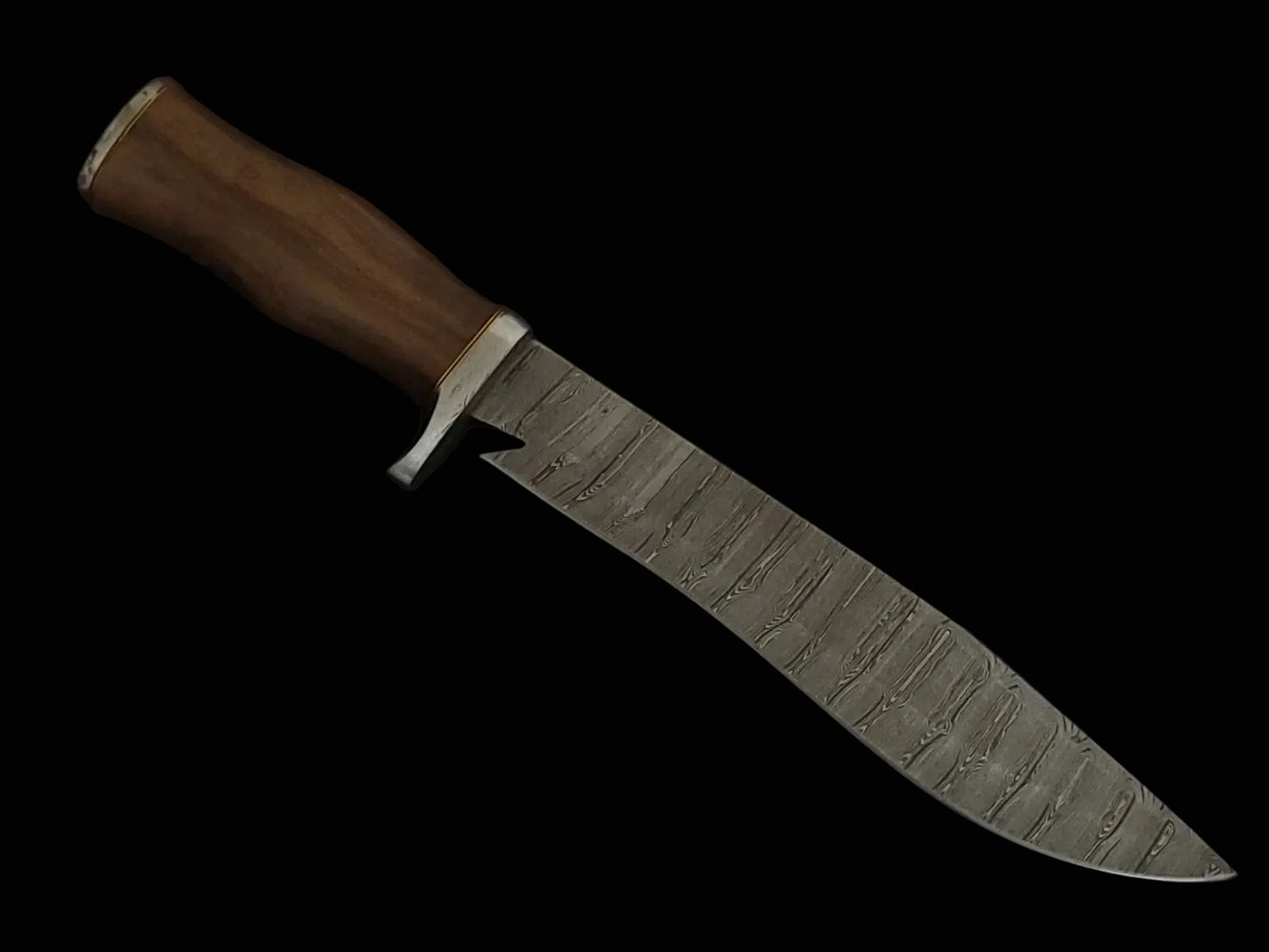 Knife with a wooden handle on a black background