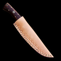 Custom Handmade Damascus Steel Skinner Knife Handle Rose Wood With Leather Sheath High-Quality Outdoor Knife All-Purpose Hunting Skinner