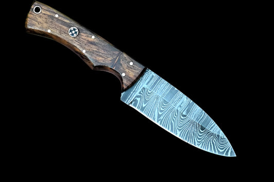 Twist Pattern Damascus Steel Skinner with Natural Rosewood Handle