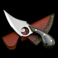 |NB KNIVES| Custom Handmade D2 Steel Skinner Knife Handle Hardwood With Leather Sheath