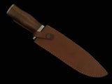 Damascus Steel Hunting Knife | Rosewood Handle | Leather Sheath | NB Knives
