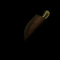 Brown leather knife sheath on a dark textured background