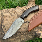 CUSTOM HANDMADE DAMASCUS HUNTING KNIFE HANDLE HARDWOOD