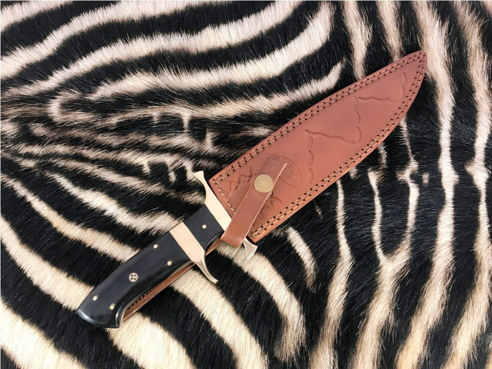 |NB KNIVES| CUSTOM HANDMADE DAMASCUS STEEL HUNTING KNIFE WITH LEATHER SHEATH