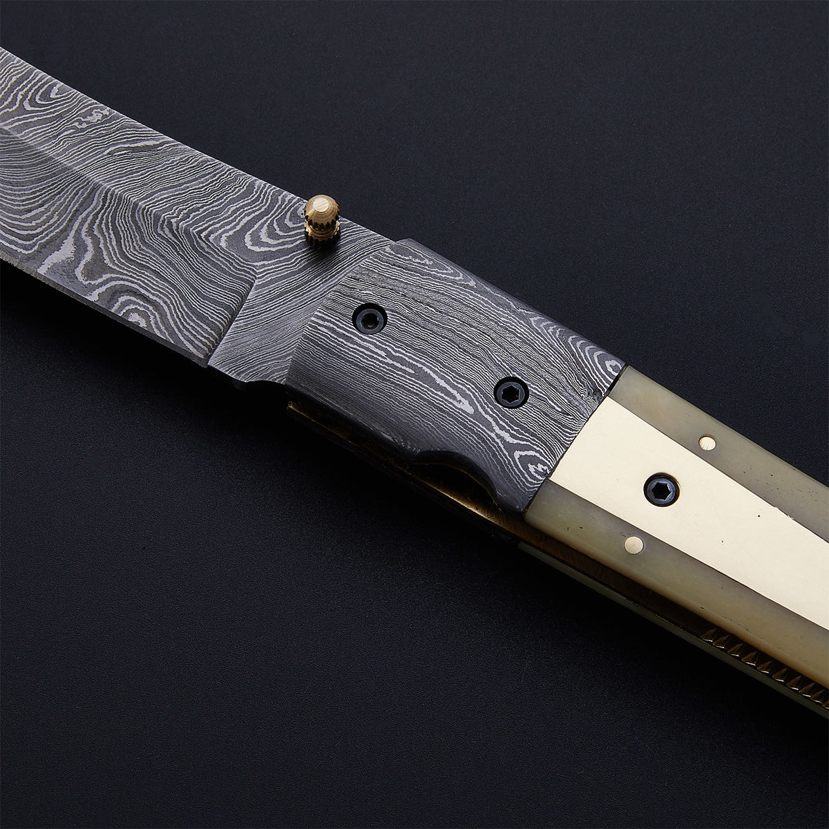 CUSTOM HANDMADE DAMASCUS POCKET KNIFE WITH LEATHER SHEATH