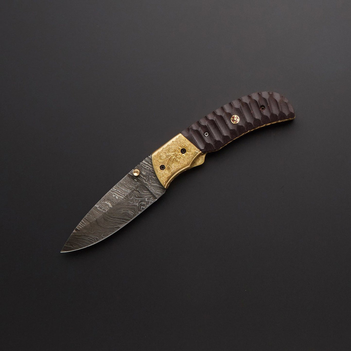 CUSTOM MADE DAMASCUS STEEL FOLDING/POCKET KNIFE + POUCH