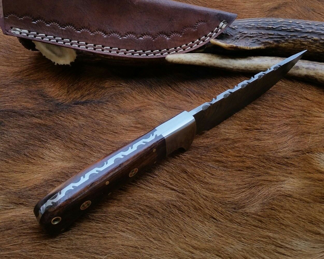10" Fixed Blades Custom Hand Forged Damascus Steel Blade Hunting Knife - NB CUTLERY LTD