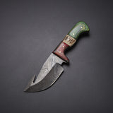 CUSTOM HANDMADE DAMASCUS GUTHOOK HUNTING KNIFE Materials Stag Horn, Pakka Wood, Damascus Steel