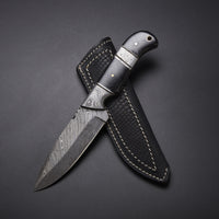|NB KNIVES| Custom Handmade Damascus Hunting Knife Handle Buffalo Horn, Damascus Steel Handle