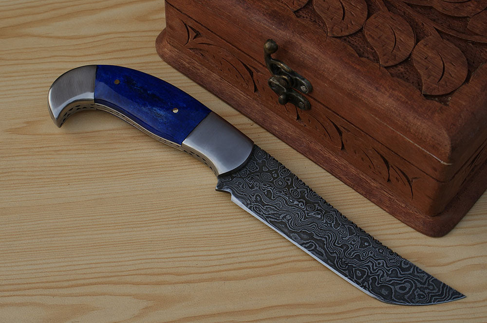 Damascus Hunting Knife Handle Coloured Bone - NB CUTLERY LTD