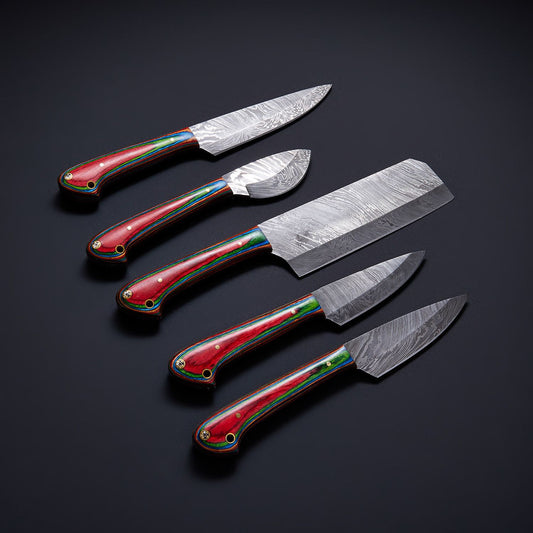 5 PCS DAMASCUS CHEF KNIFE SET